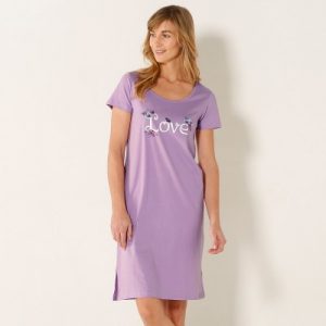 Chemise de nuit courte imprimé love | Blancheporte