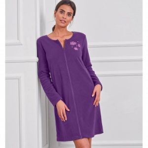 Chemise de nuit polaire zippée. – Petit prix – Courte – Pour femme  | Blancheporte