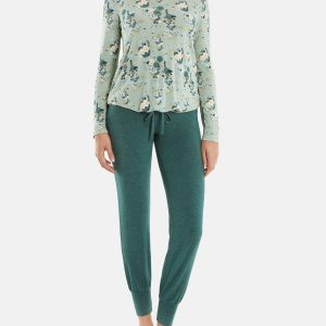 PALMERS Chemise de nuit 'Garden Nights Langarmshirt'  jaune clair / mentheAbout You FR