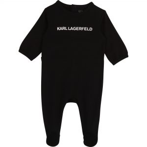 Grenouillère en coton à logo KARL LAGERFELD KIDS BEBE COUCHE UNISEXE Noir