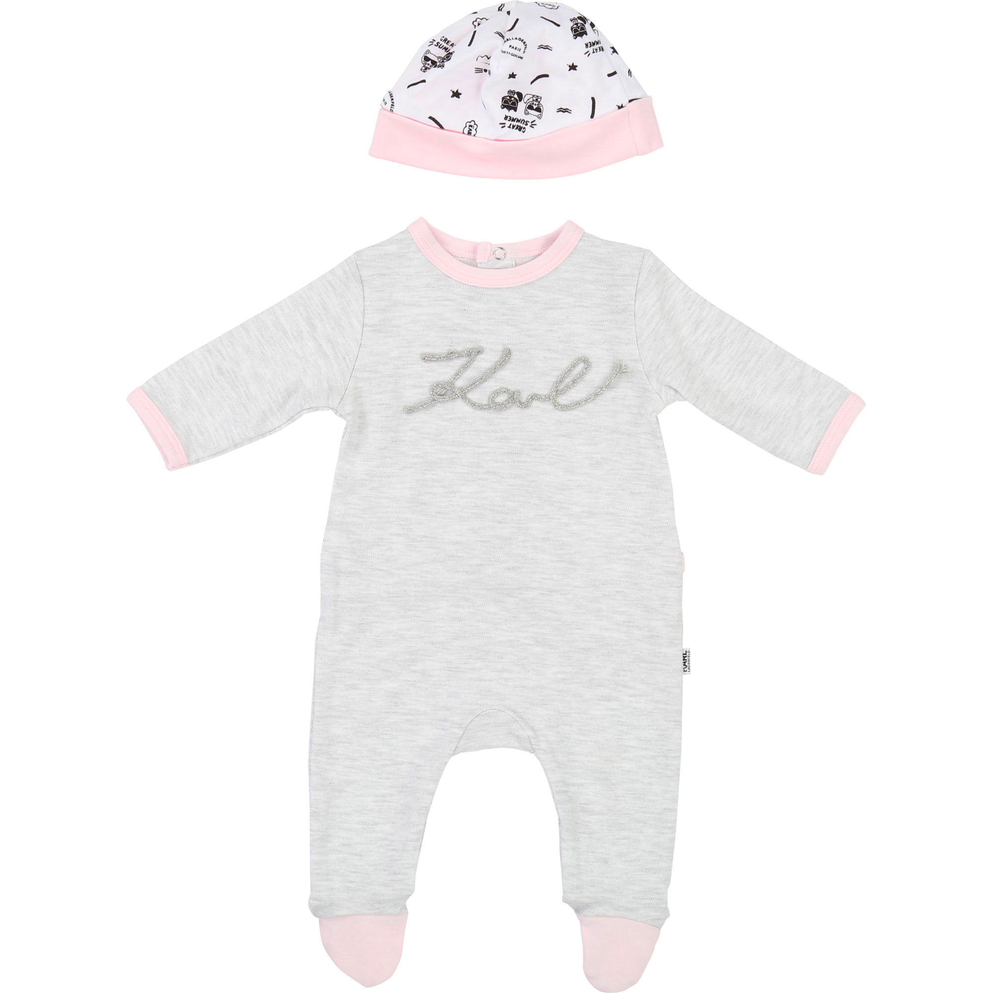 Pyjama et bonnet en interlock KARL LAGERFELD KIDS BEBE COUCHE UNISEXE Gris UnPyjama