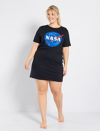 Chemise de nuit 'NASA' noir Kiabi