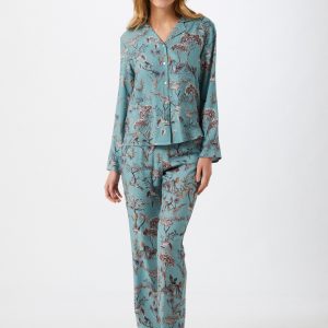 ETAM Chemise de nuit ‘JORJA’  jade / noir / blanc