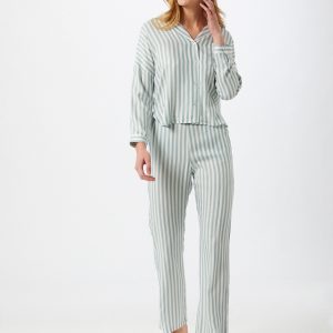 ETAM Chemise de nuit ‘JUDY’  menthe / blanc