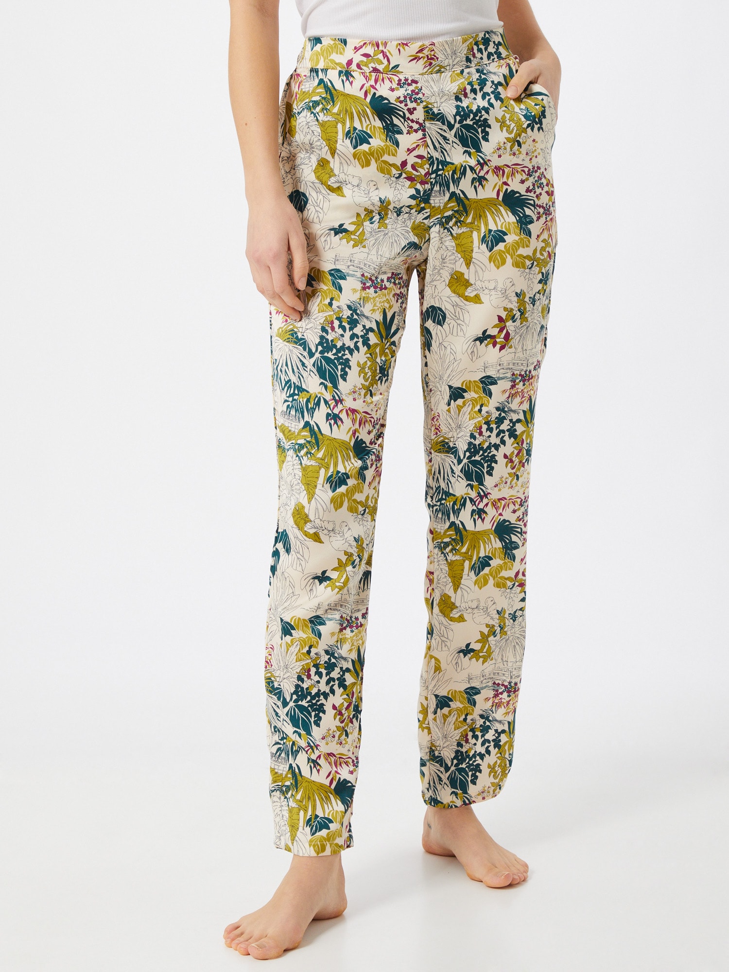 ETAM Pantalon de pyjama 'GANNY' beige / vert / noir / jaune foncé ...