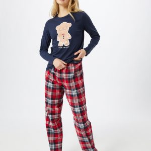 Emporio Armani Pyjama 'HOLIDAYS'  bleu marine / rouge feu / camel / blancAbout You FR