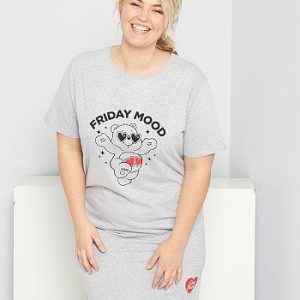 Chemise de nuit 'Bisounours' gris Kiabi