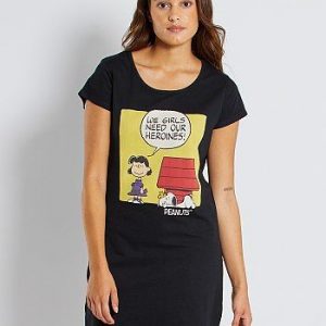 Chemise de nuit 'Snoopy' noir Snoopy