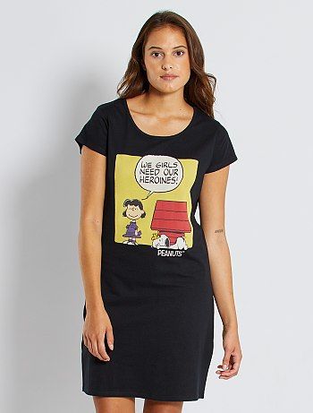 Chemise de nuit 'Snoopy' noir Snoopy