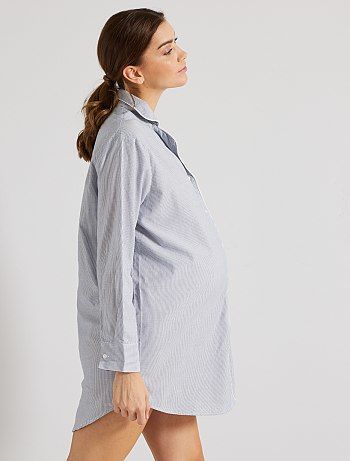 Chemise de nuit rayée maternité bleu Kiabi