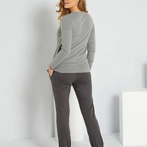 Pyjama de maternité et d’allaitement ‘éco-conçu’ gris foncé Kiabi