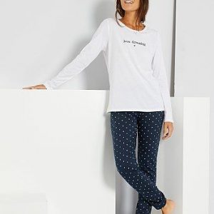 Pyjama éco-conçu blanc/marine Kiabi