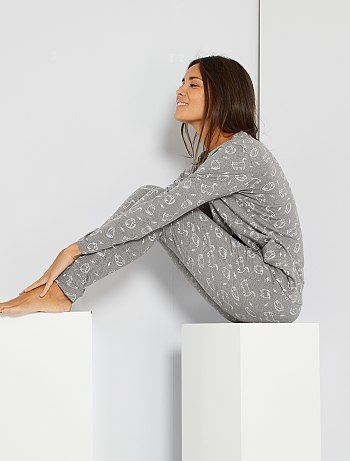 Pyjama éco-conçu gris chiné Kiabi