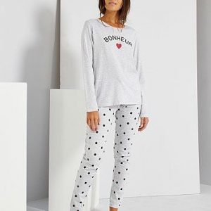 Pyjama éco-conçu gris clair chiné Kiabi