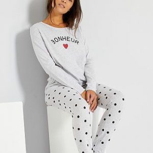 Pyjama éco-conçu gris clair chiné Kiabi