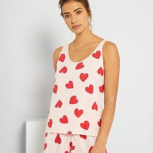 Pyjama imprimé rose coeurs Kiabi