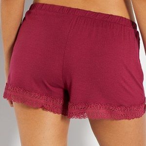 Short de nuit en viscose bordeaux Kiabi