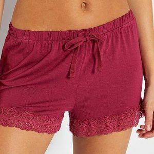 Short de nuit en viscose bordeaux Kiabi