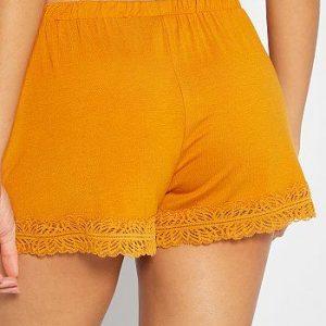 Short de nuit en viscose jaune Kiabi