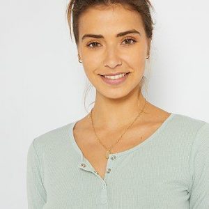 T-shirt fines côtes bleu gris Kiabi