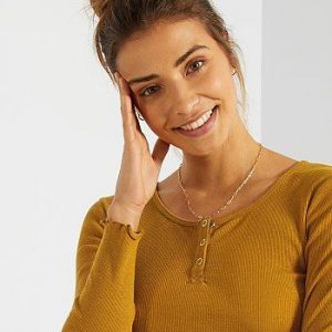 T-shirt fines côtes jaune Kiabi