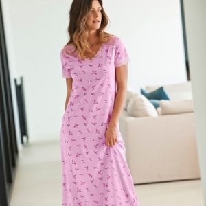 Chemise de nuit longue manches courtes en coton – Longue – Pour femme  | Blancheporte
