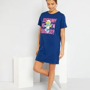 Chemise de nuit 'Les Schtroumpfs' bleu Schtroumpfs