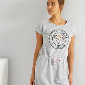 Chemise de nuit ‘Supergirl’ ‘Meilleure maman’ gris DC Comics
