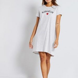 Chemise de nuit éco-conçue gris chiné Kiabi