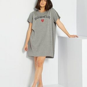 Chemise de nuit imprimée gris Kiabi