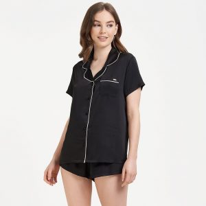 Ensemble Chemise et Short Abigail Noir/Rose Noir Bluebella