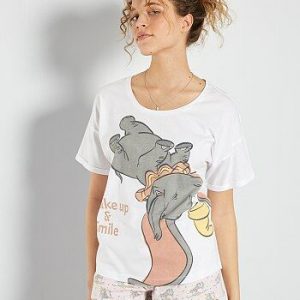 Ensemble pyjama court 'Dumbo' blanc/rose Dumbo
