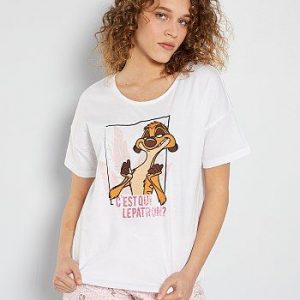 Ensemble pyjama court 'Roi Lion' blanc/rose Disney