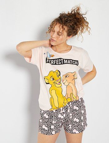 Ensemble pyjama court 'Roi Lion' rose/noir Disney