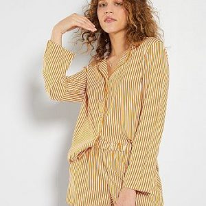 Ensemble pyjama court imprimé ocre / blanc Kiabi