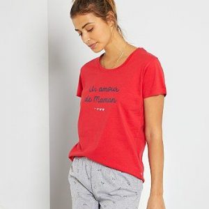 Ensemble tee-shirt + short 'Un amour de maman' rouge/gris Kiabi