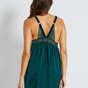 Nuisette microfibre et dentelle vert Kiabi
