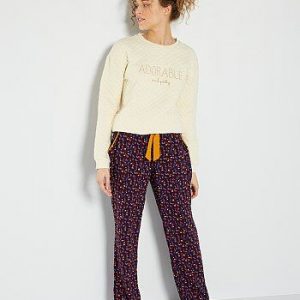 Pantalon de pyjama bleu marine/violet/rouge Kiabi