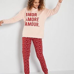 Pantalon jersey imprimé rouge Kiabi