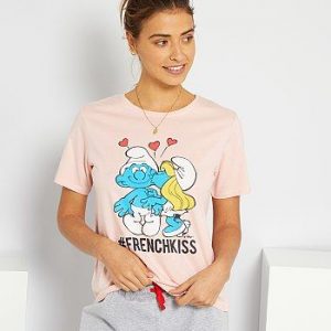 Pyjama 'Les Schtroumpfs' rose/gris Schtroumpfs