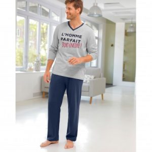 Pyjama col V manches longues – Pas cher – Pour homme | Blancheporte