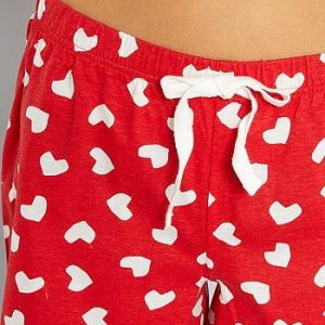 Pyjama court ‘amour’ blanc/rouge Kiabi