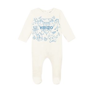 Pyjama pressionné en velours KENZO KIDS BEBE COUCHE GARCON