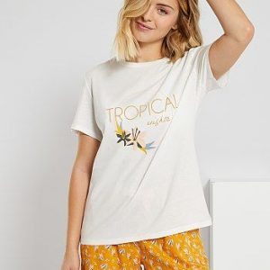 Pyjama short imprimé blanc Kiabi