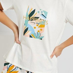 Pyjama short imprimé blanc Kiabi