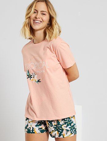 Pyjama short imprimé rose Kiabi