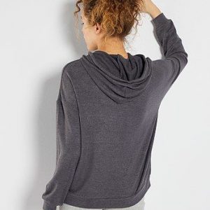 Sweat doux à capuche gris Kiabi
