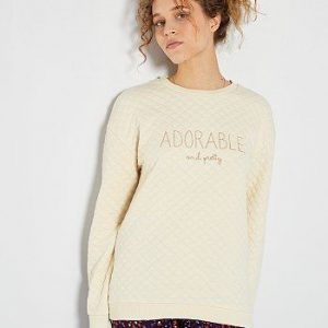 Sweat en molleton matelassé blanc Kiabi