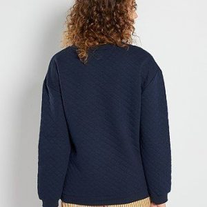 Sweat en molleton matelassé bleu Kiabi