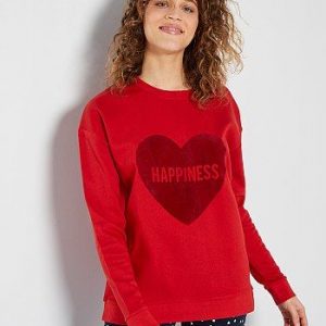 Sweat imprimé rouge Kiabi